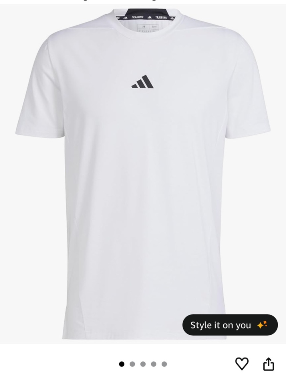 adidas White Short-Sleeve Training Tee with Black Logo